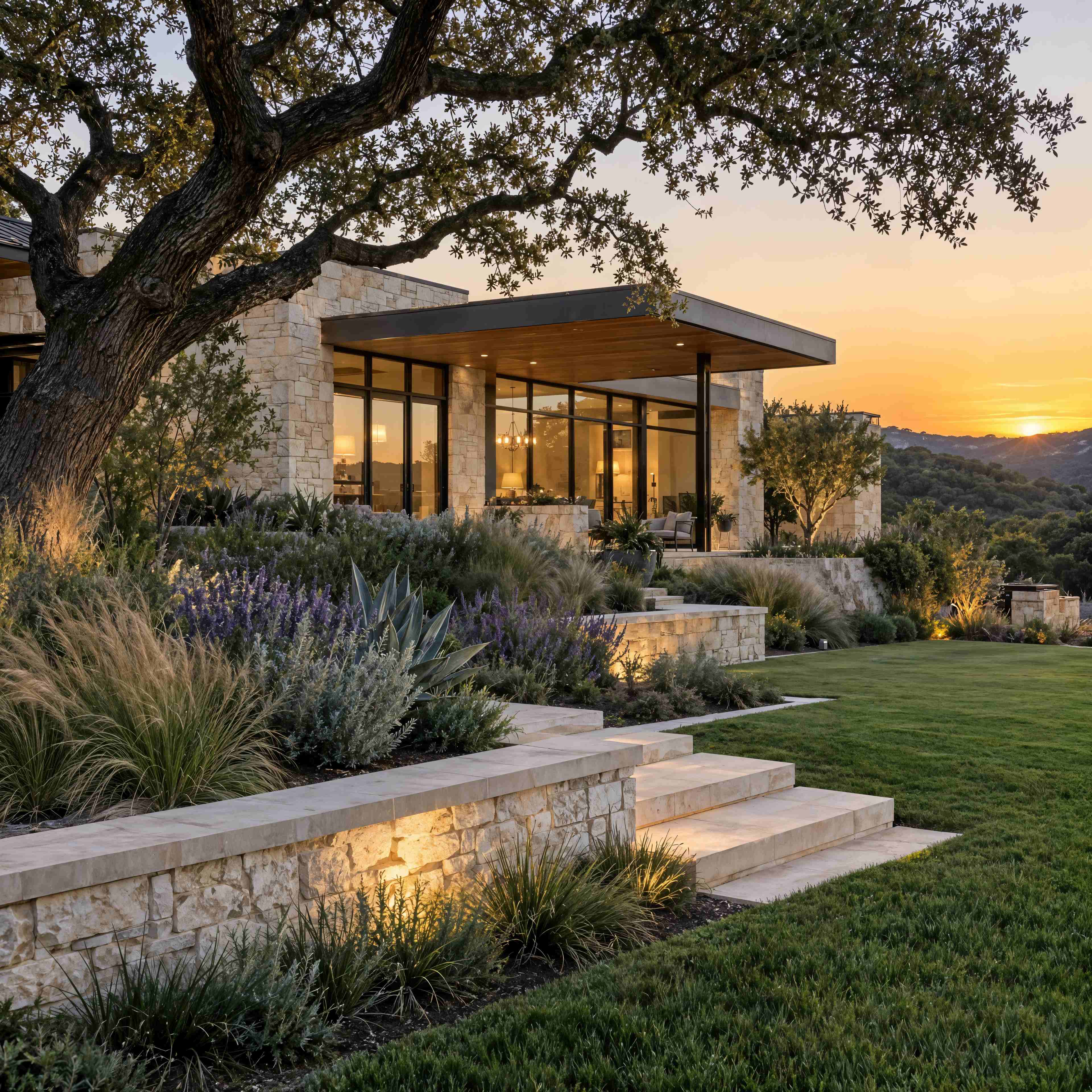 Luxury home with professional landscaping